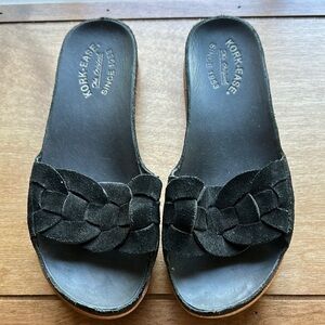 Kork-Ease Black Suede Women's Mules